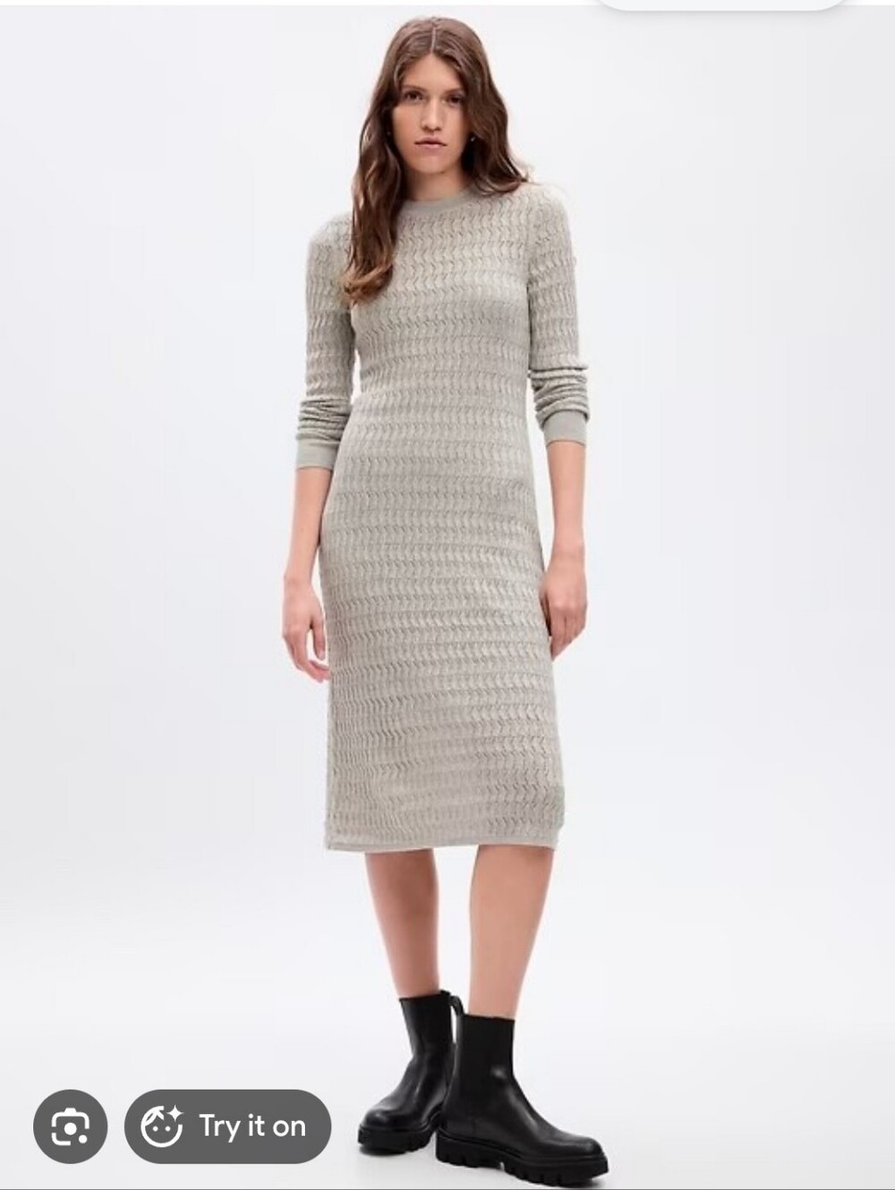 Gap Silver Textured Midi Sweater dress -small